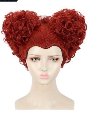 Queen of hearts Wig,Adult Women Red Brown Double Buns Wig Anime Cosplay